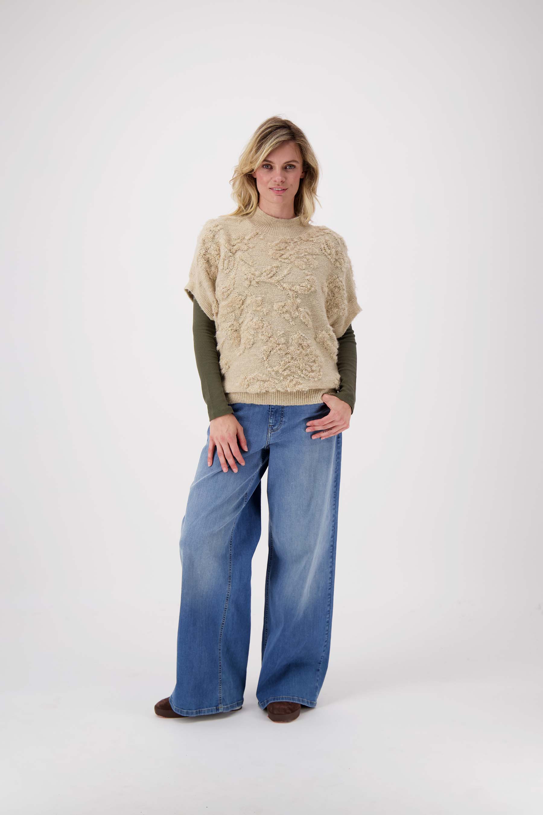 basic rib V hals top met stretch