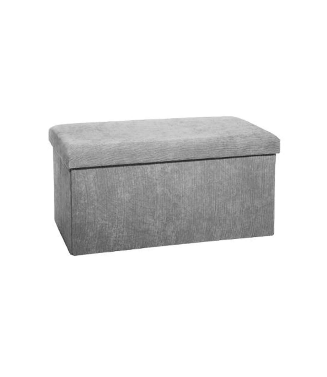 Pouf Pliable & Coffre en Velours Côtelé 76cm Gris