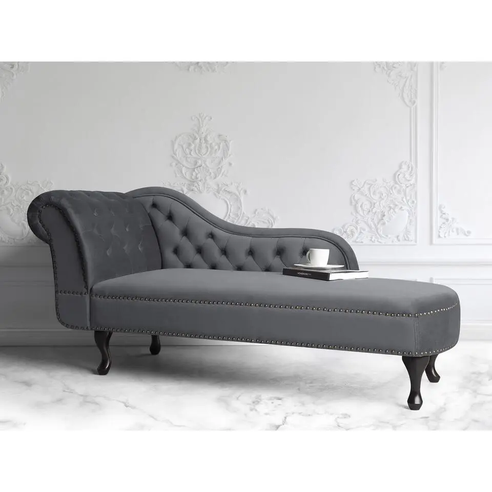 NIMES - Chaise longue - Grijs - Linkerzijde - Fluweel