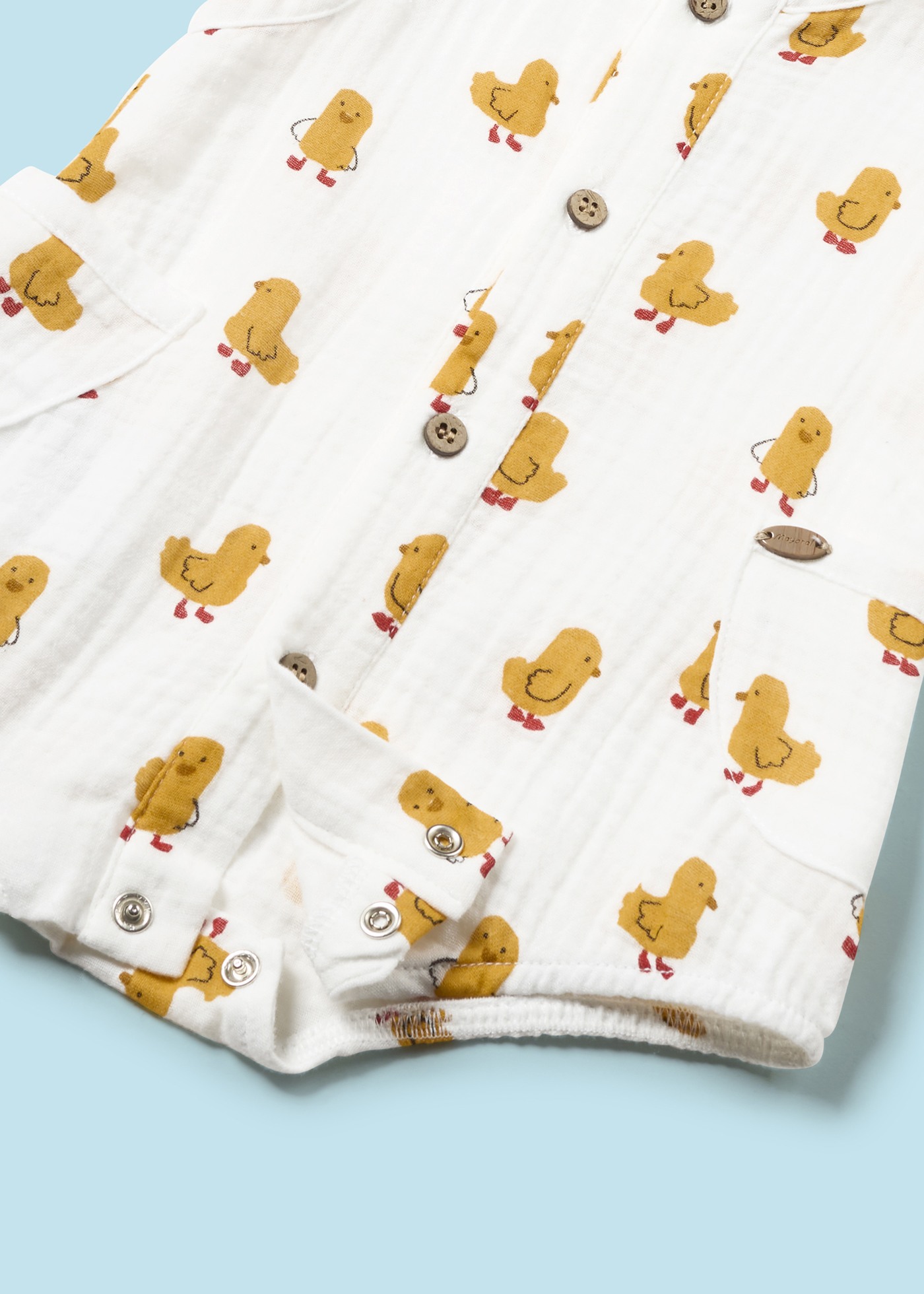 Macacão estampado Better Cotton com chapéu para recém-nascidos, milho