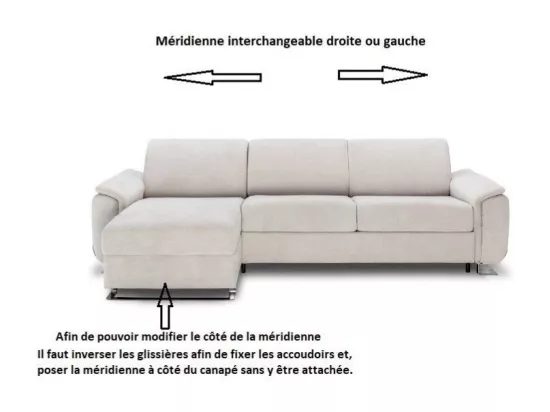 Canapé d'angle réversible convertible GAIN DE PLACE gris silver express couchage 140 cm