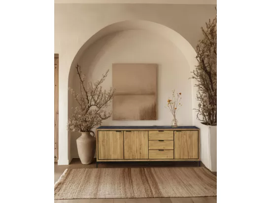 Indra grand - Grand buffet bas en teck recyclé bicolore 200 cm