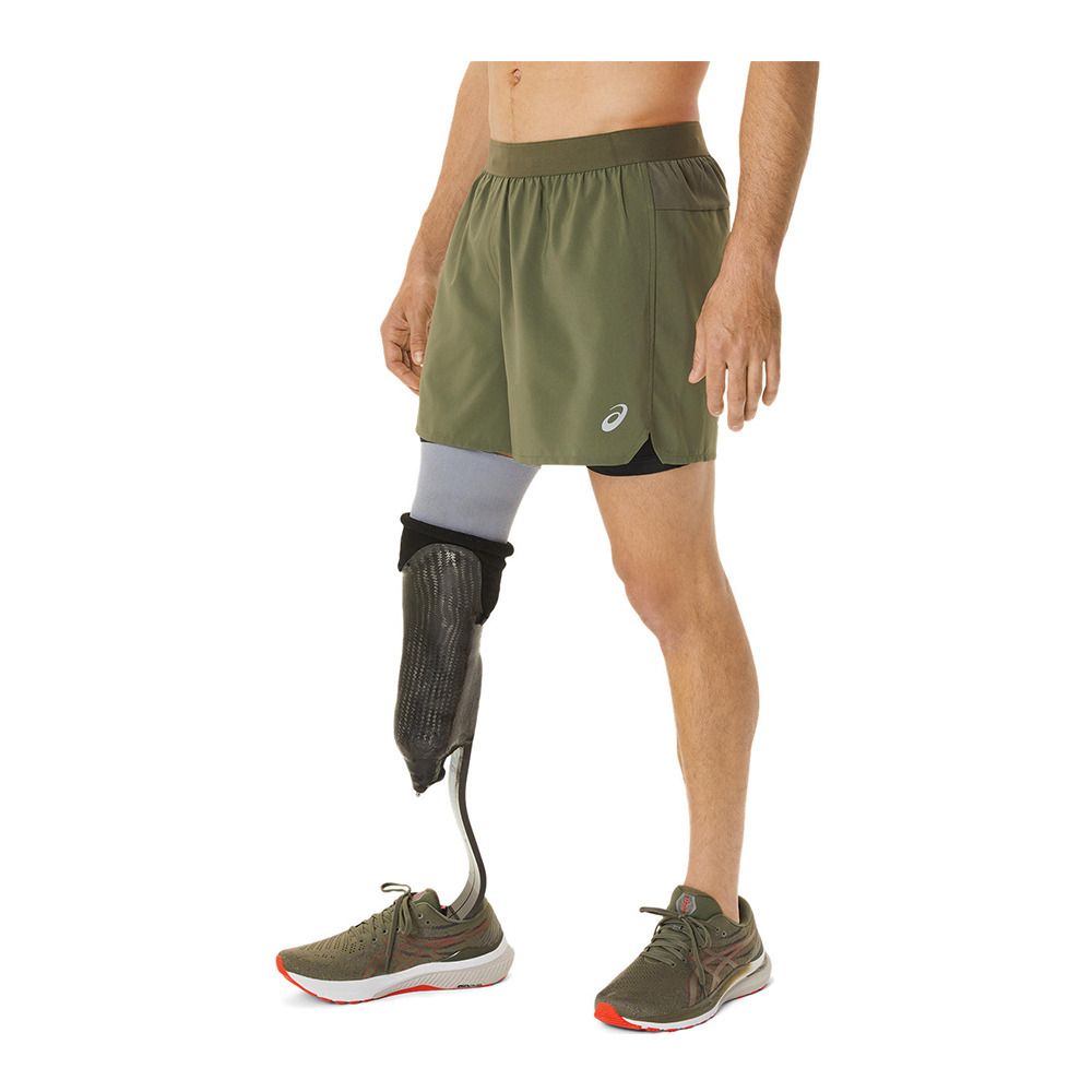 Asics ROAD 5IN - Short 2 en 1 Homme mantle green/performance black