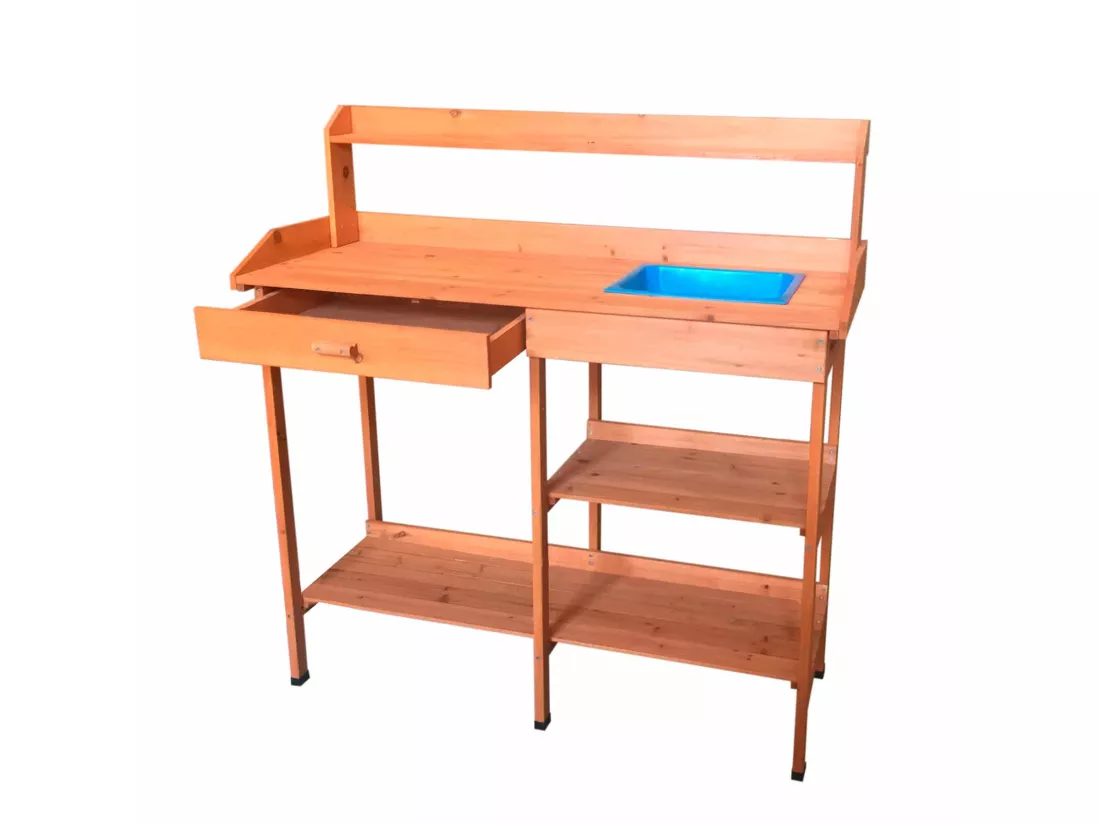 Table de Préparation Jardinage Gardiun Kalvin 44x116x125 cm Bois Naturel