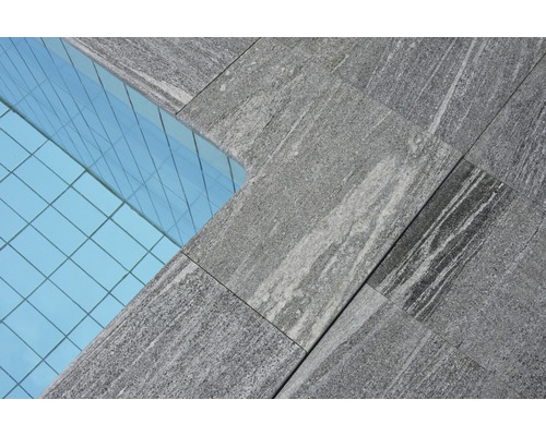 FLAIRSTONE Zwembadrand Arctic Gneiss grijs hoekstuk binnen afgerond 60x35 / 60x35 x 3 cm