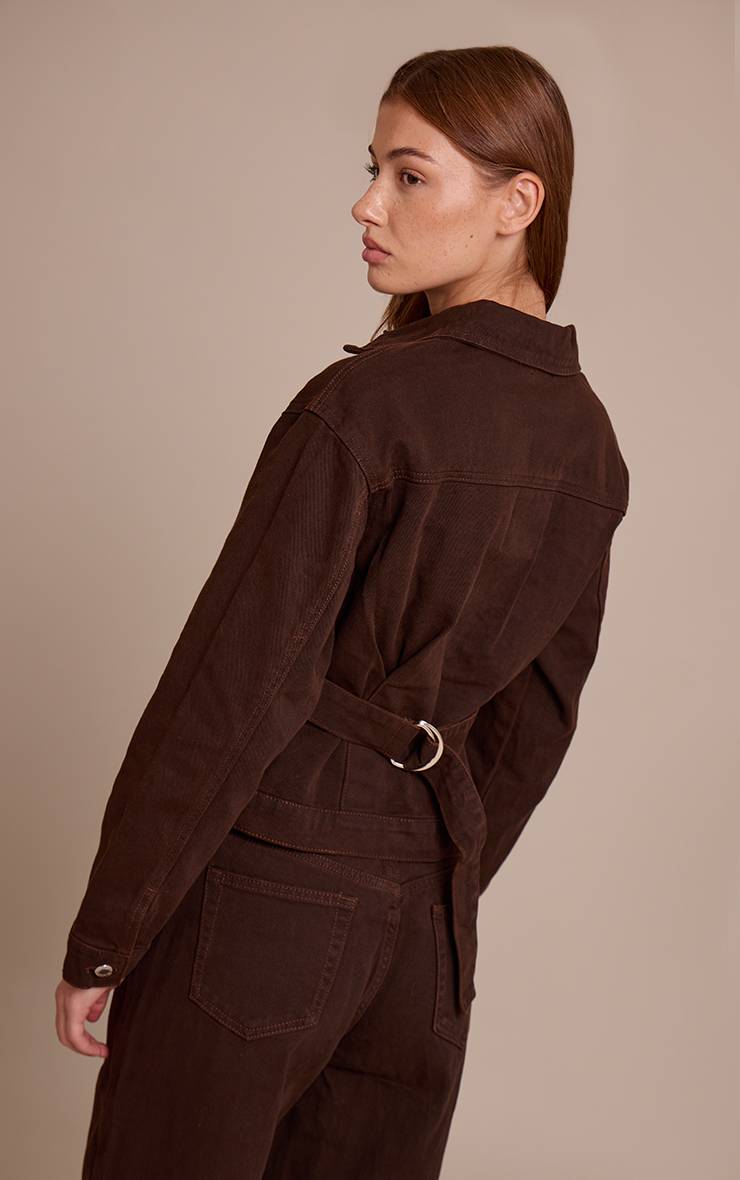 Dark Chocolate Veste En Jean Plissée Avec Dos Cintré