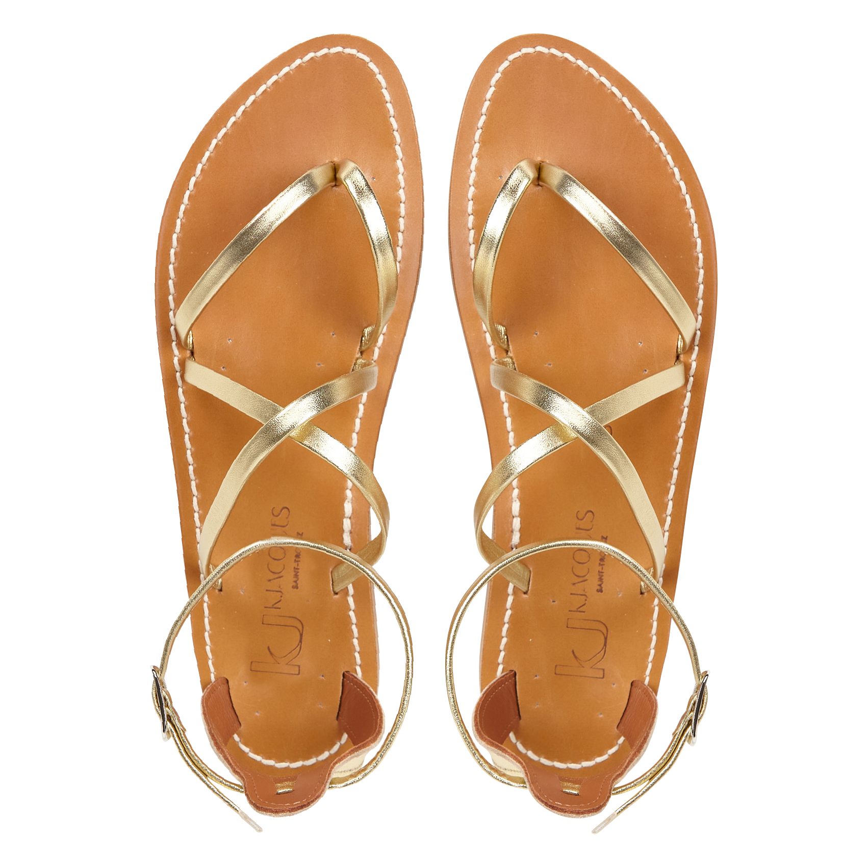 Epicure - Sandales tropéziennes plates en cuir | Doré