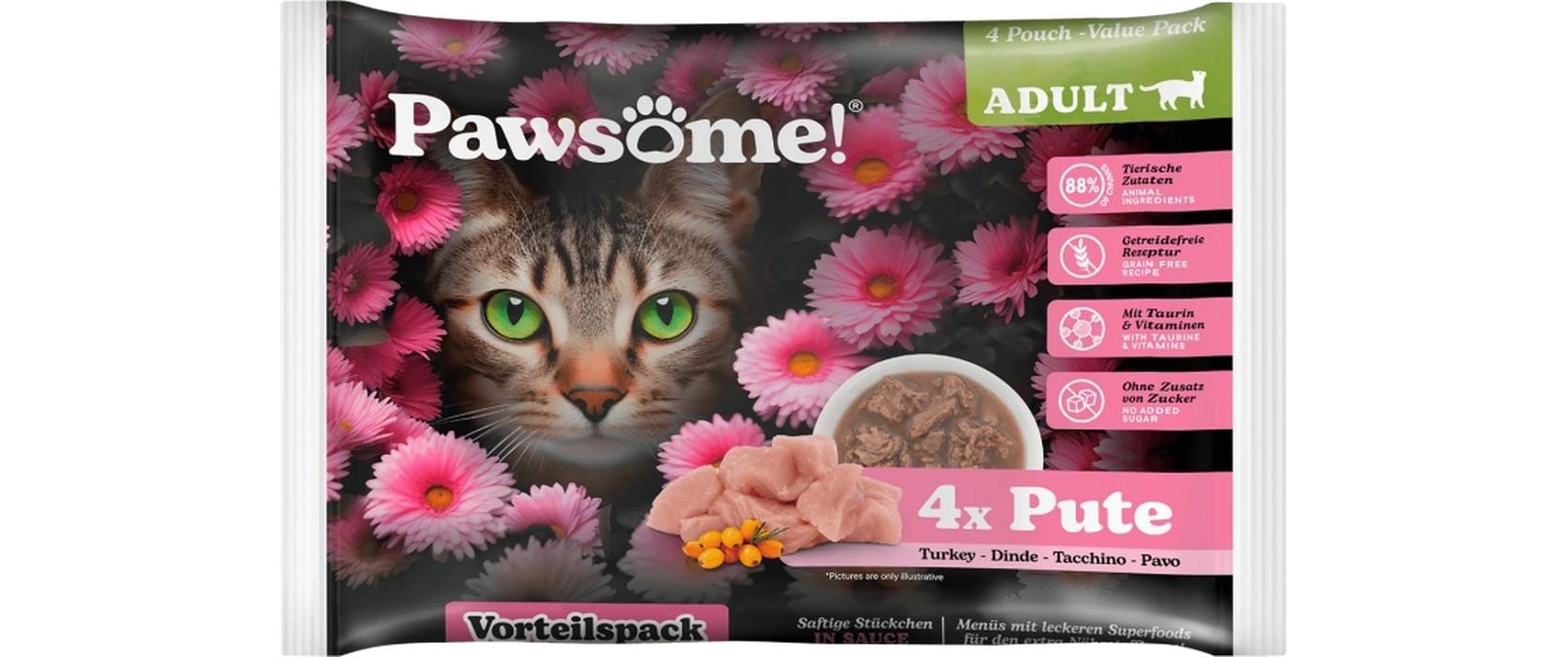 Cat Superfood Adult Pute 4 x 85 gAlleinfuttermittel für ausgewachsene Katzen
