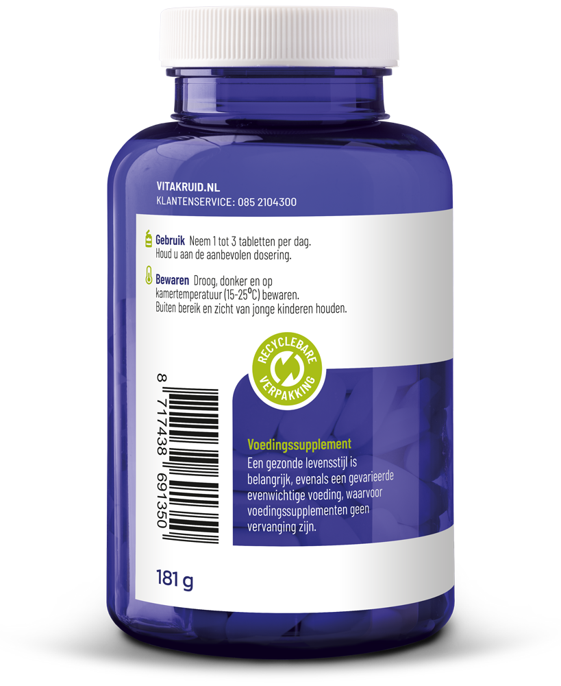 Vitakruid Magnesium 150 Bisglycinaat Met 200Mg L-Taurine (90 tabletten)