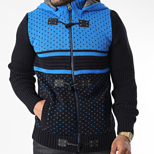 Gilet Zippé Capuche 3012 Bleu Marine Bleu Clair