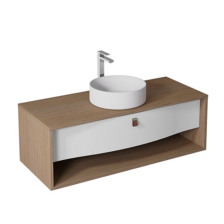 Meuble sous vasque à suspendre Havana blanc mat 1 tiroir 120 cm