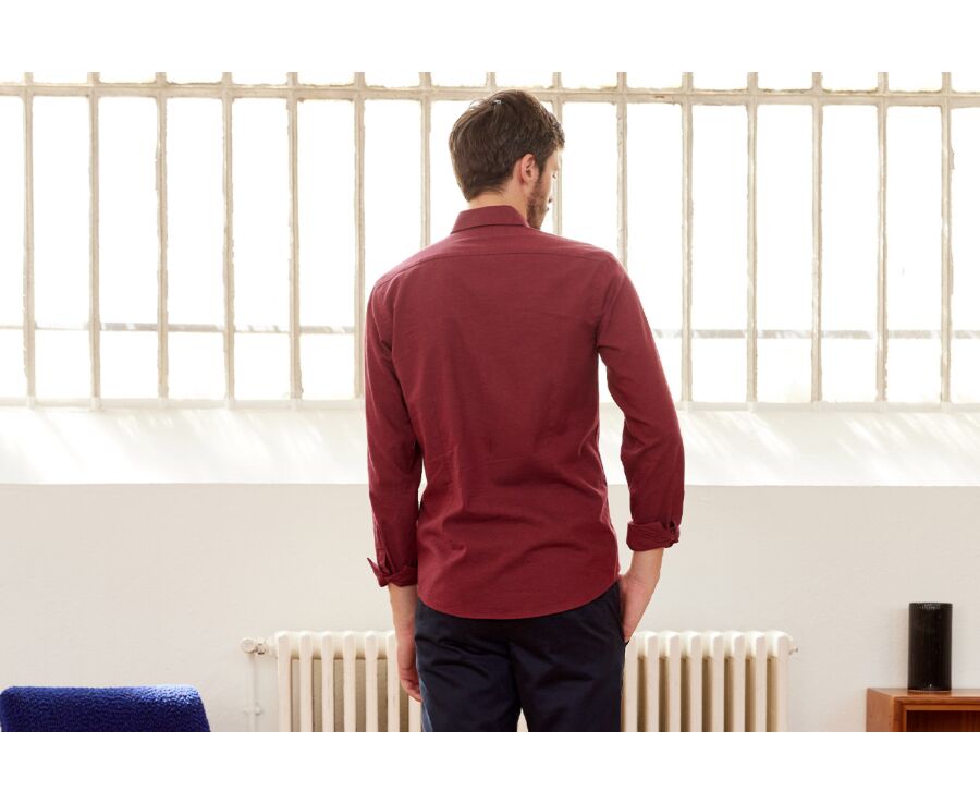 Chemise flanelle Rouge Bordeaux - Poche poitrine - ALEXANDER
