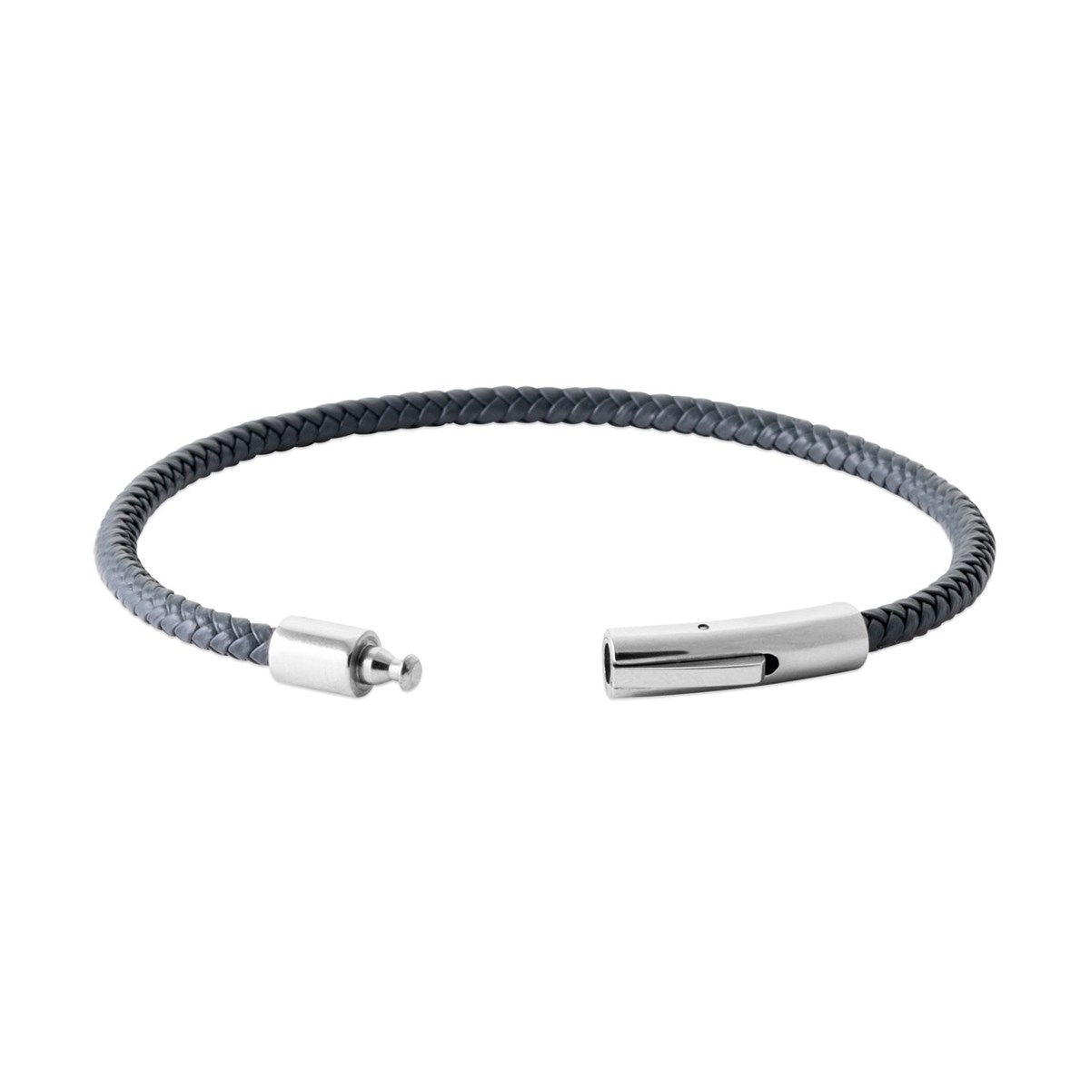 Bracelet Brilllaxis cuir gris et acier