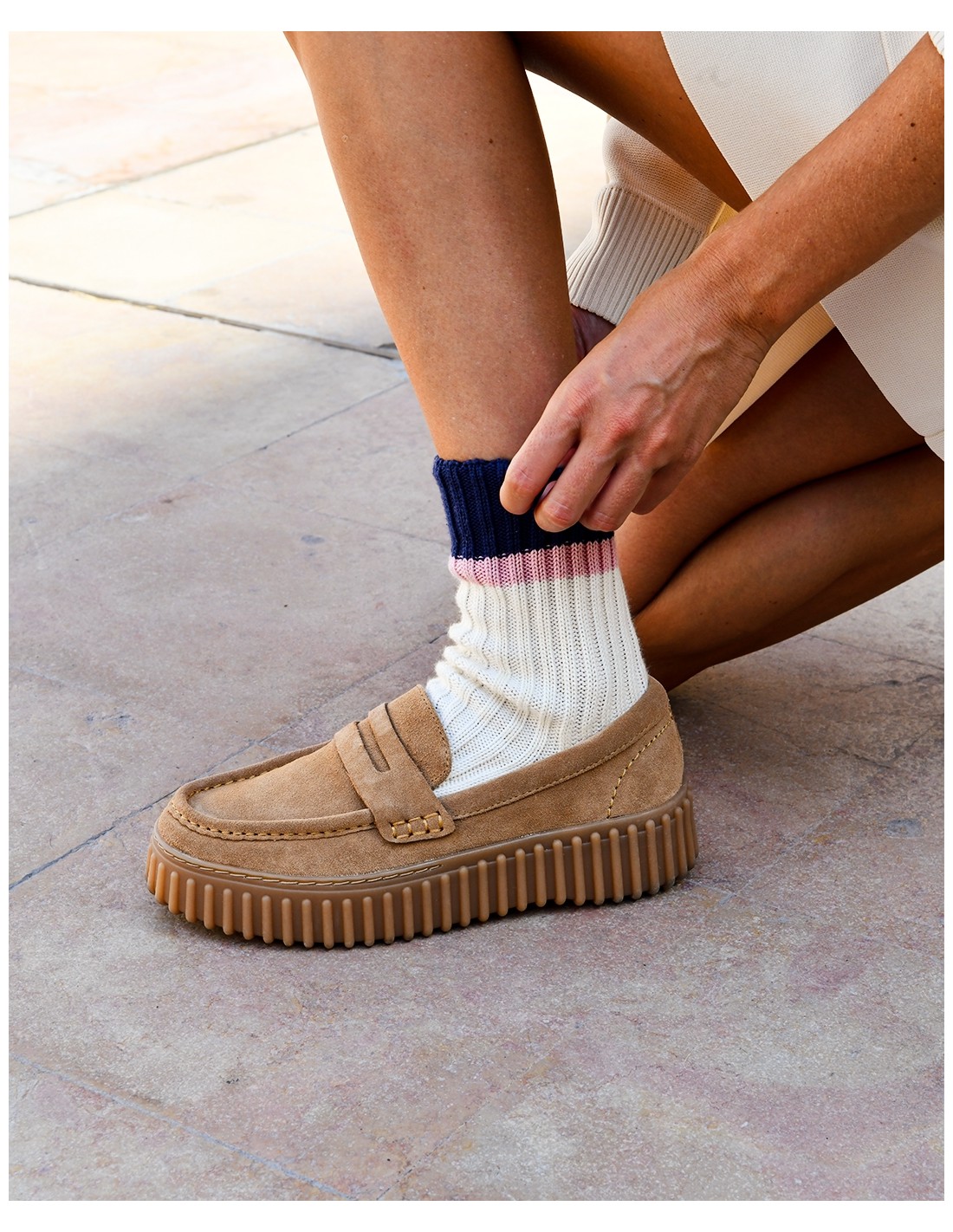 clarks Mocassin femme torhill penny light tan suede