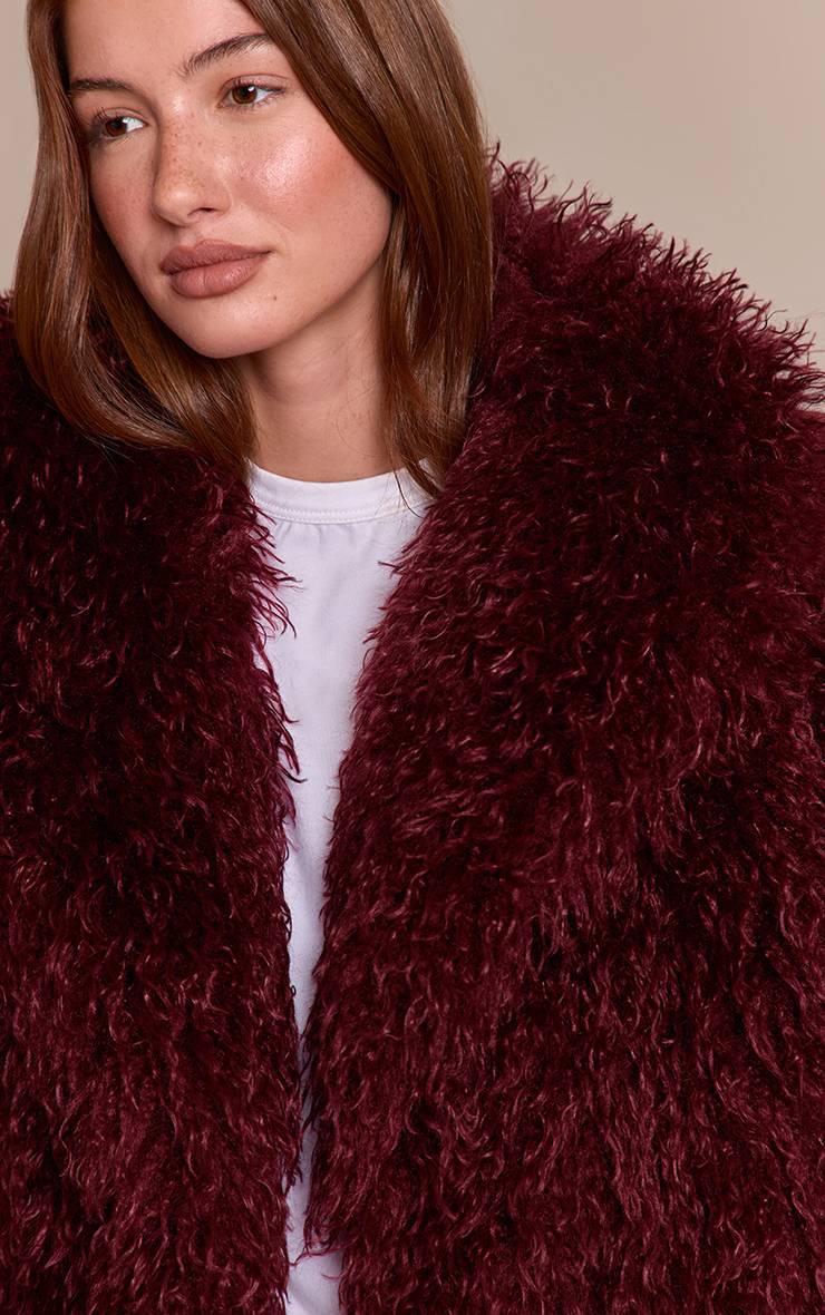 Cherry Red Manteau Midi En Synthétique Mongole