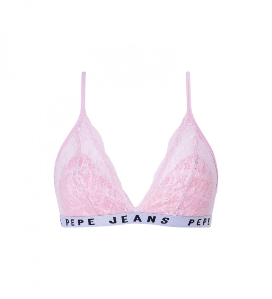 Sutiã triangular de renda rosa Pepe Jeans
