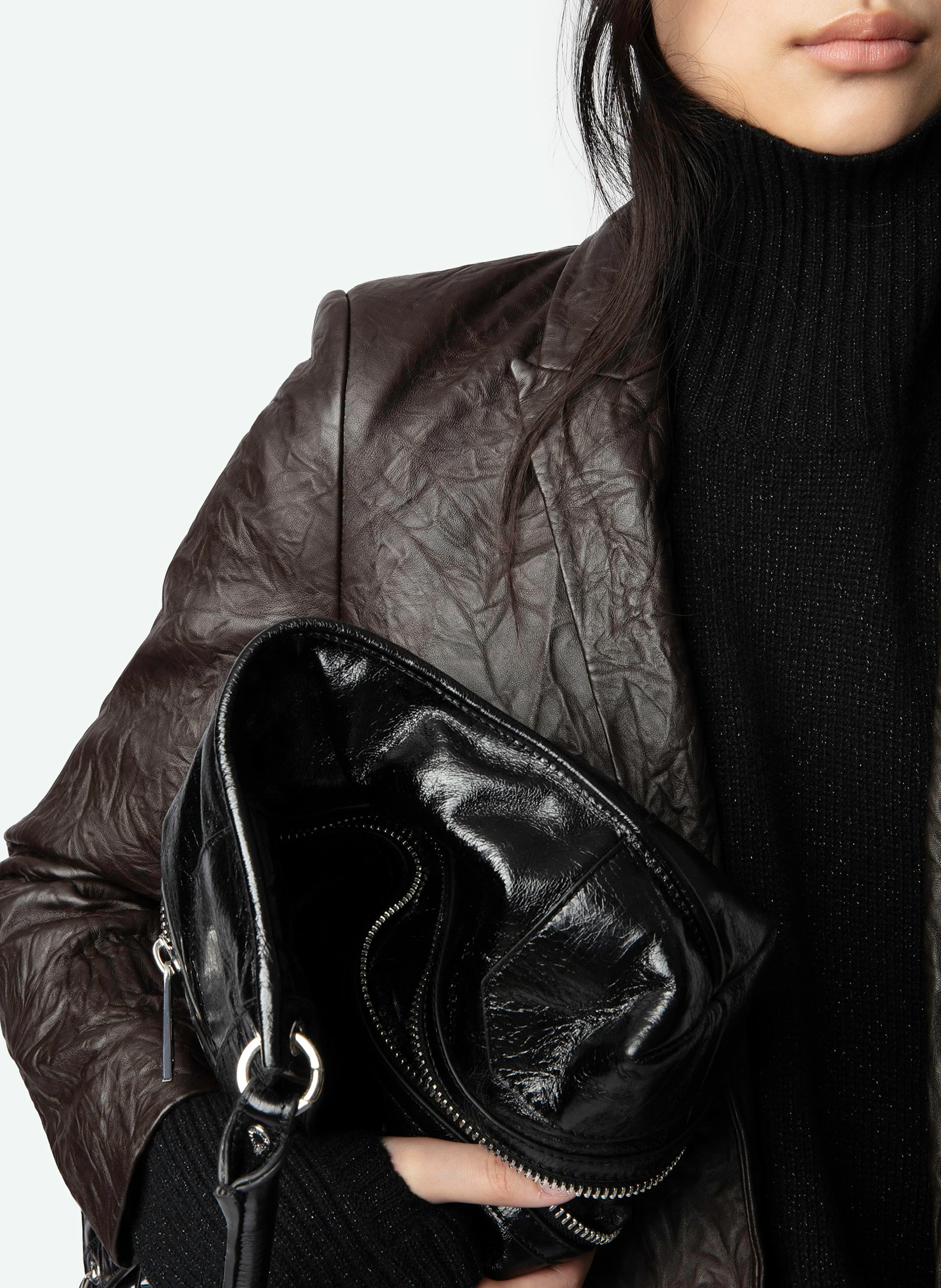 VALSE - Veste col tailleur en cuir| Beige