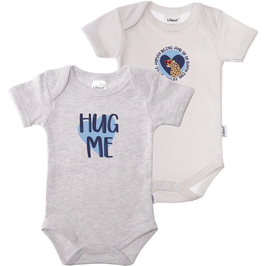 Liliput Kurzarmbody (Set, 2-tlg.) Hug me grau-melange grau gestreift