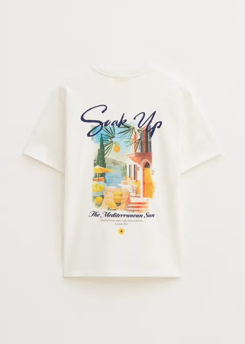 T-shirt met print med city off-white (WIT.O)