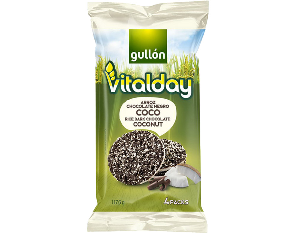 TORTITAS GULLON VITALDAY ARROZ CHOCOLATE CÔCO 117.6G