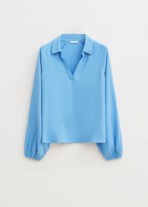 Top met plooien blauw (BLW.M)