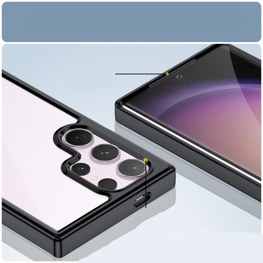 Samsung Galaxy S24 Ultra Hybrid Hülle TPU Bumper   Acryl Rückseite - Transparent / Schwarz