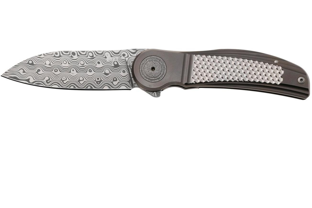 CRKT Monument 4001 Rose Damasteel, Grey Titanium Grey Textured Inlay, zakmes, Michael Walker design