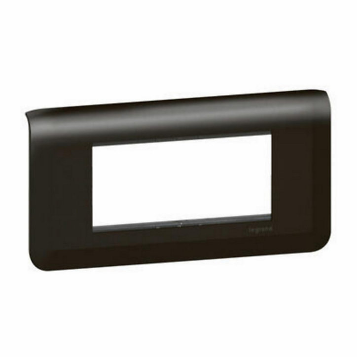 Plaque de finition et support Legrand Mosaïc 4 postes noir, horizontal