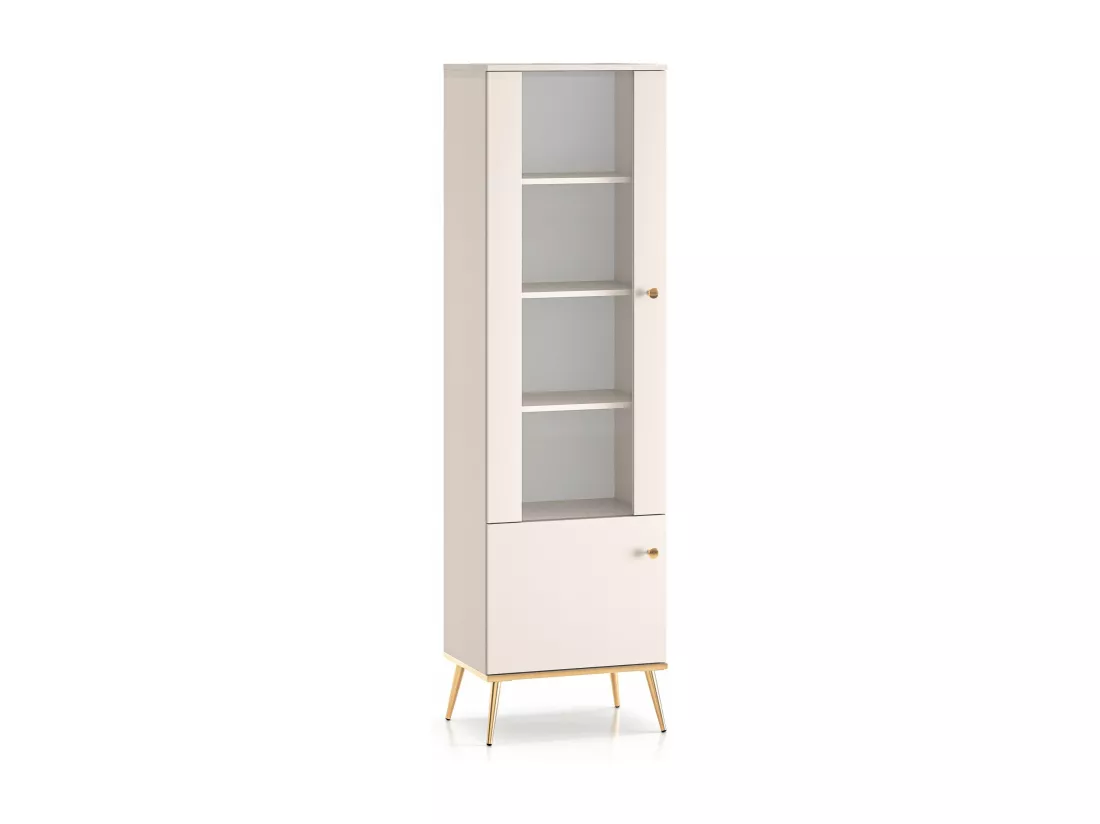 Vitrine haute - 2 porte - Grège - SELGIN avec pieds dorés