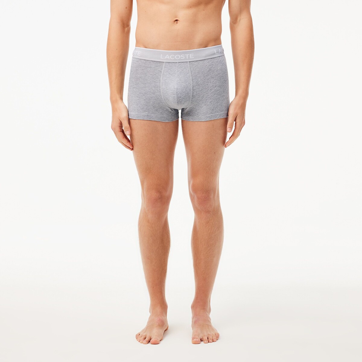 LACOSTE<br>Conjunto de 3 cuecas boxer lisas, algodão elástico