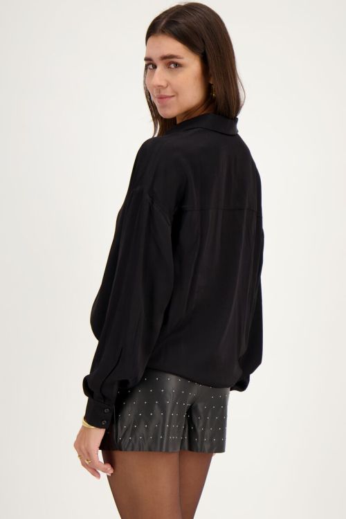Zwart oversized blouse satijn