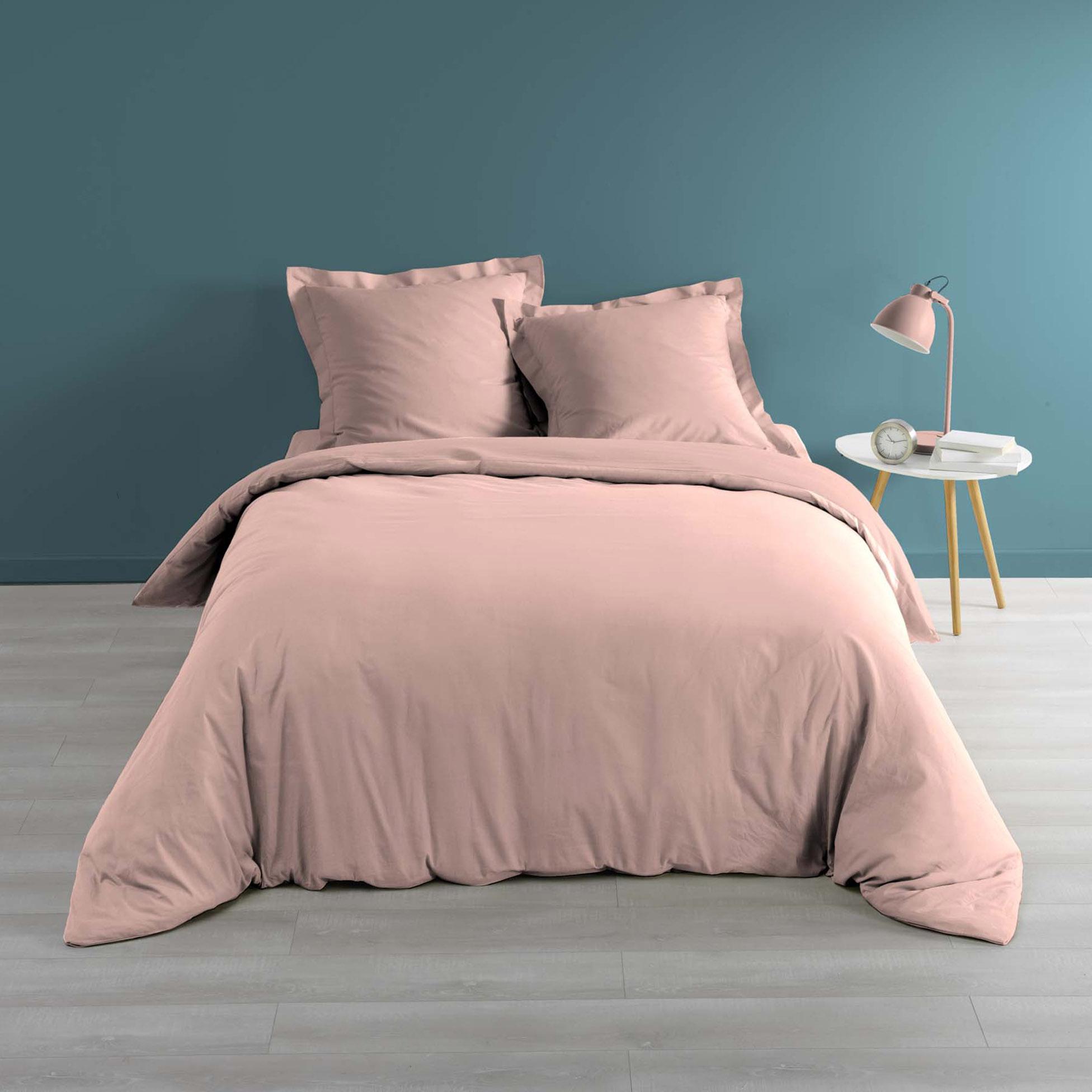 HOUSSE DE COUETTE 260X240CM PERCALE UNI 78 FILS ROSE