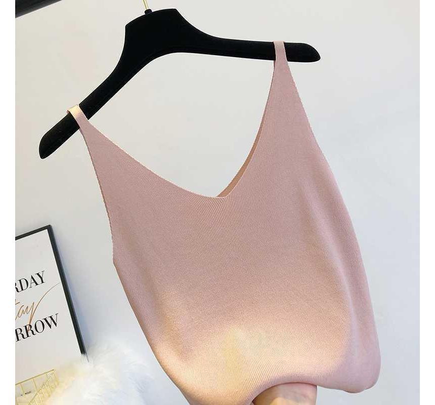Whoosh - V-hals effen gebreide camisole top