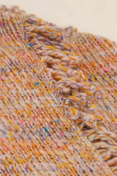 Oranje spacedye oversized trui met franjes
