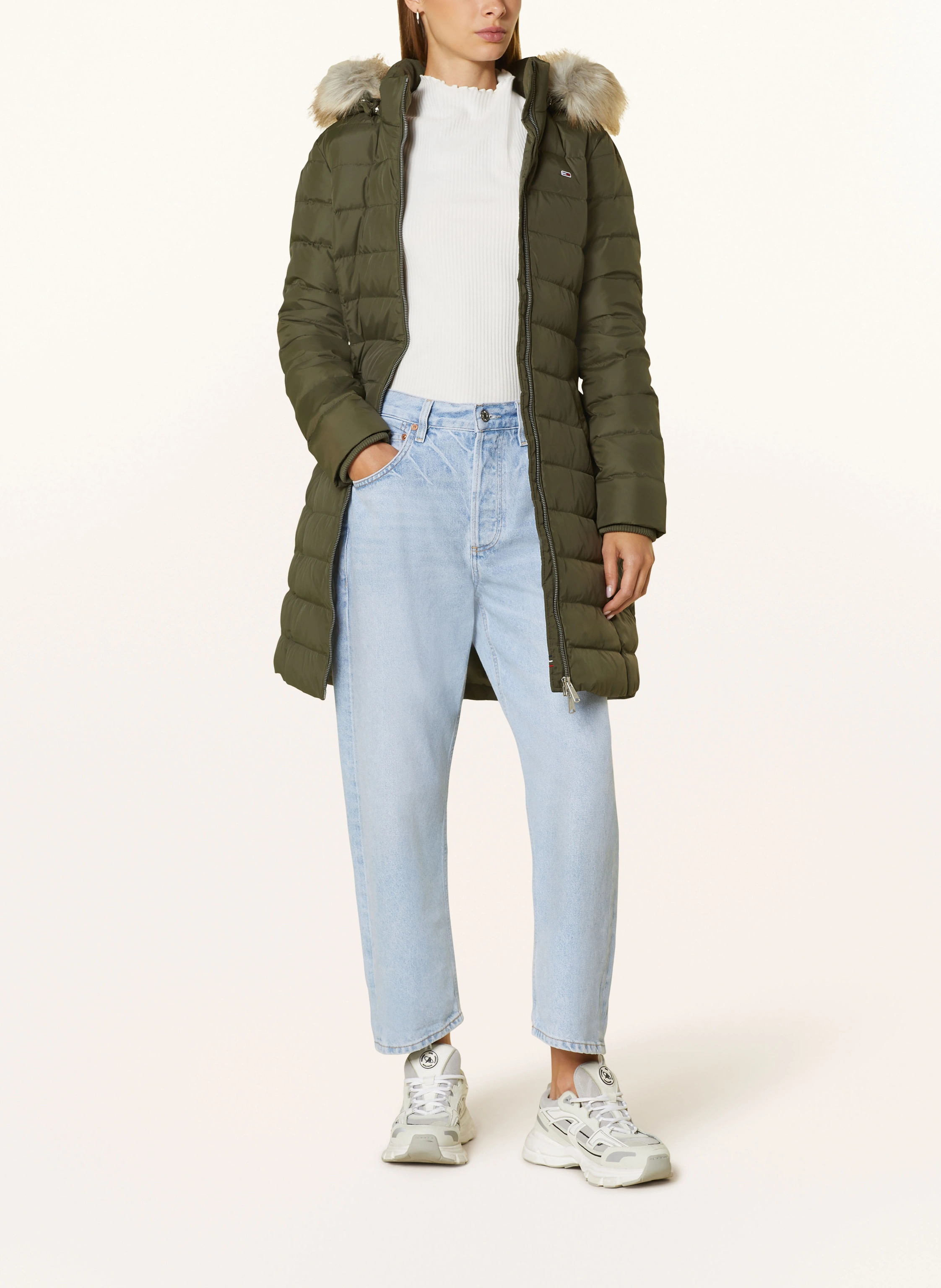 TOMMY JEANS Daunenmantel mit abnehmbarem Kunstfell