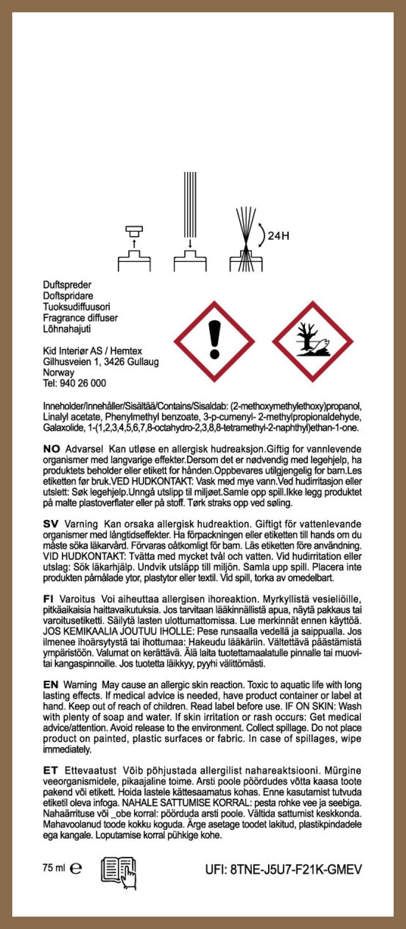 Duftpinner hvit - 75 ml
