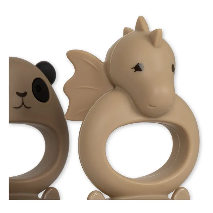 Konges Sløjd Tétines grignoteuses Dragon/Panda - Set de 2 | Beige