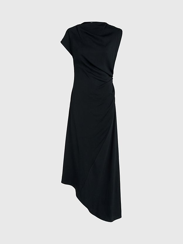 Vestido midi drapeado em crepe