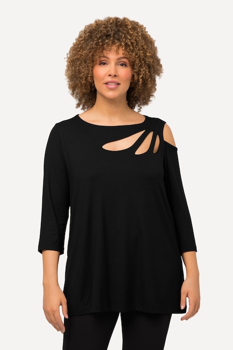 Shirt, Cut-Outs, A-Linie, U-Boot-Ausschnitt, 3/4-Arm