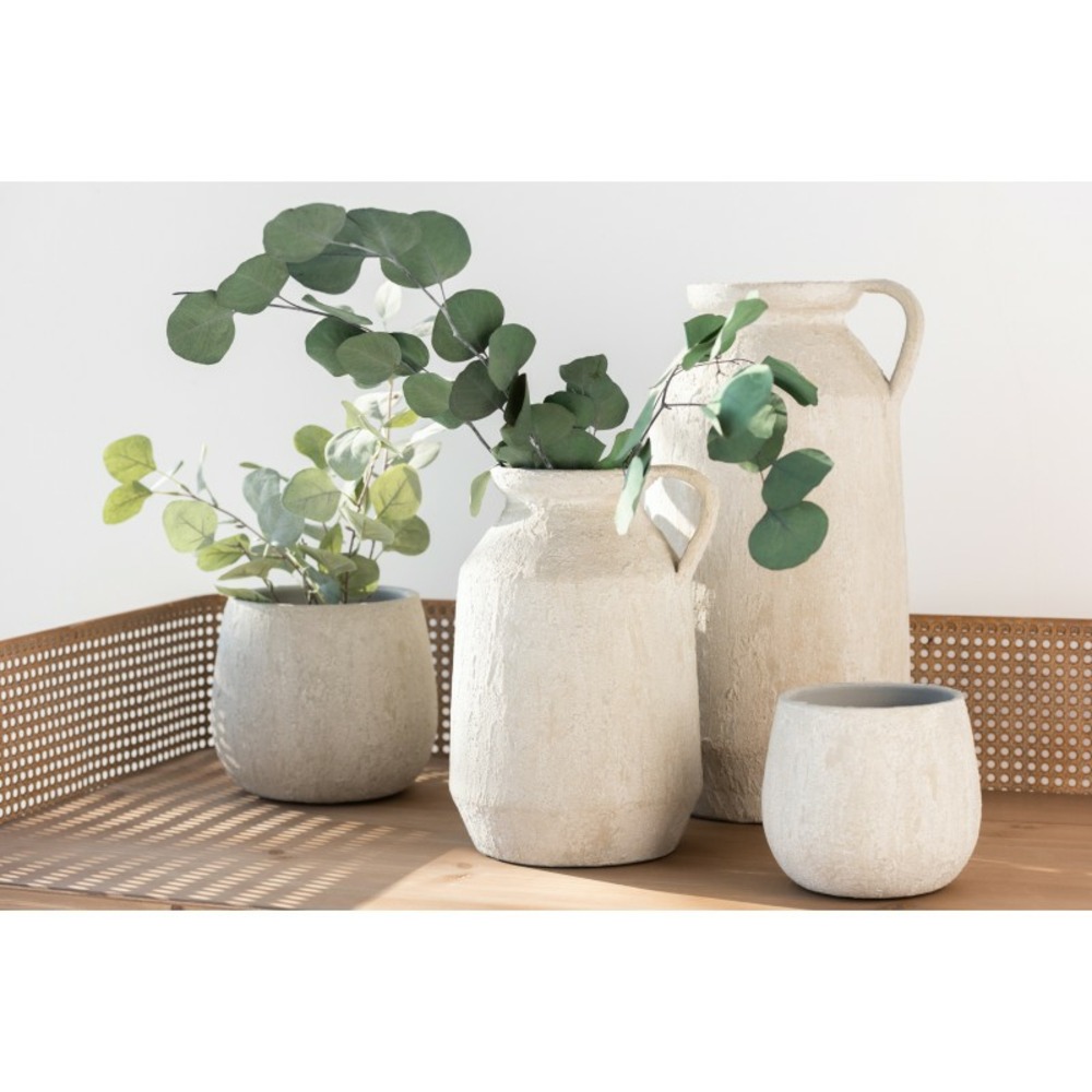 Vase avec anse en céramique gris 21x19x31 cm