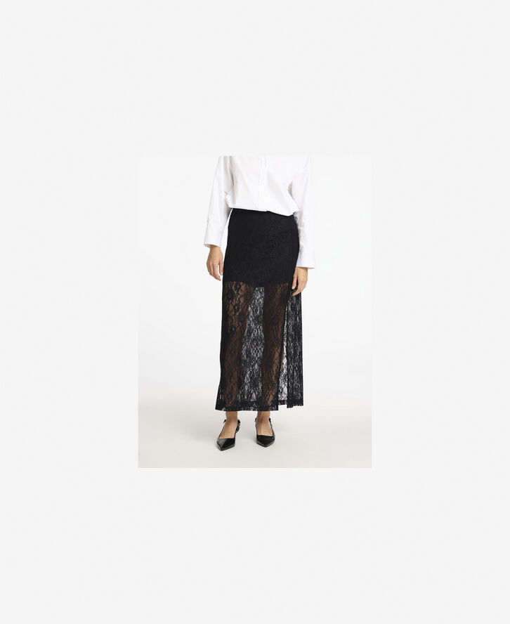 Selected Femme SLFMISTA HW ANKLE LACE SKIRT Sort