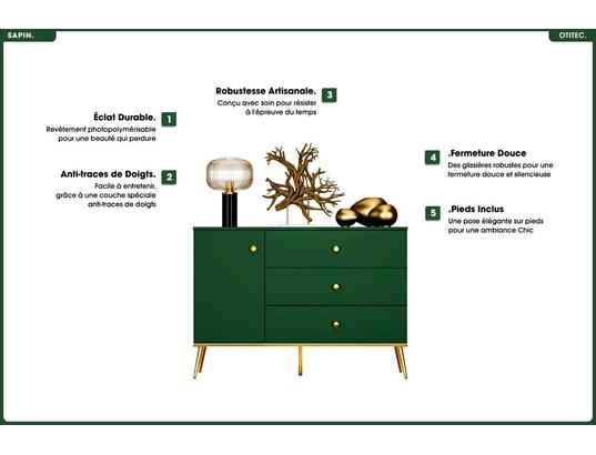 OTITEC - Commode - h.85 x l.120 x p.40 cm - sapin