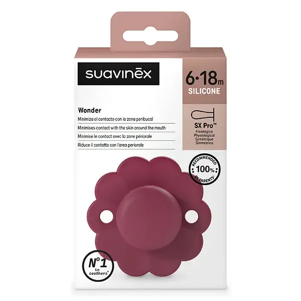 Suavinex, Wonder, Sucette réversible 6/18mois Wonder - Viva magenta