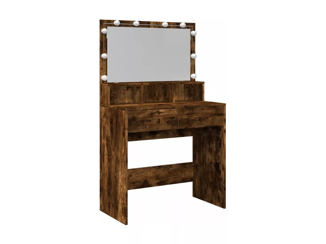 Coiffeuse avec LED chêne fumé 80x41x134,5 cm