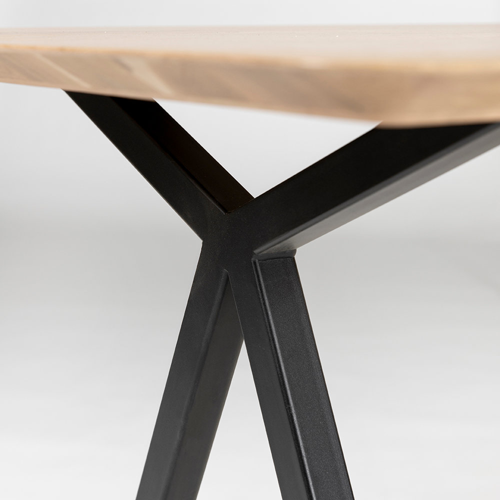 Studio HENK tafel Slim X-type Rechthoekig - zwart frame, zwarte beits 220 x 90 | Zwarte Beits | Verjongde Rand | Frame Zwart