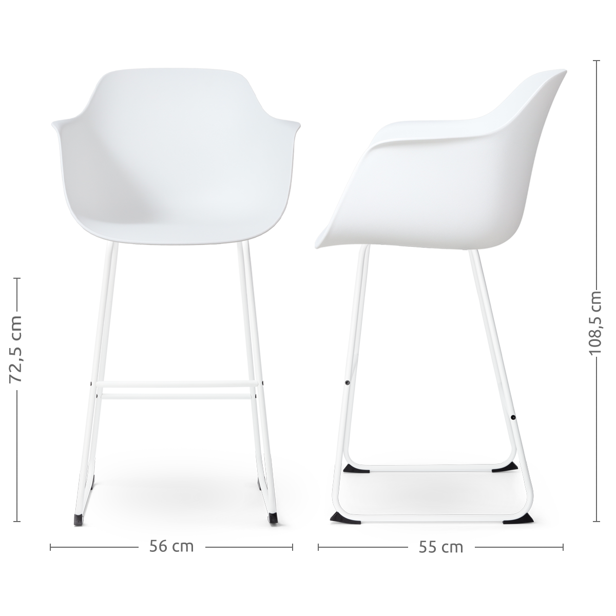 Barkruk Nino-Puk  - 75 cm - set van 2 Wit