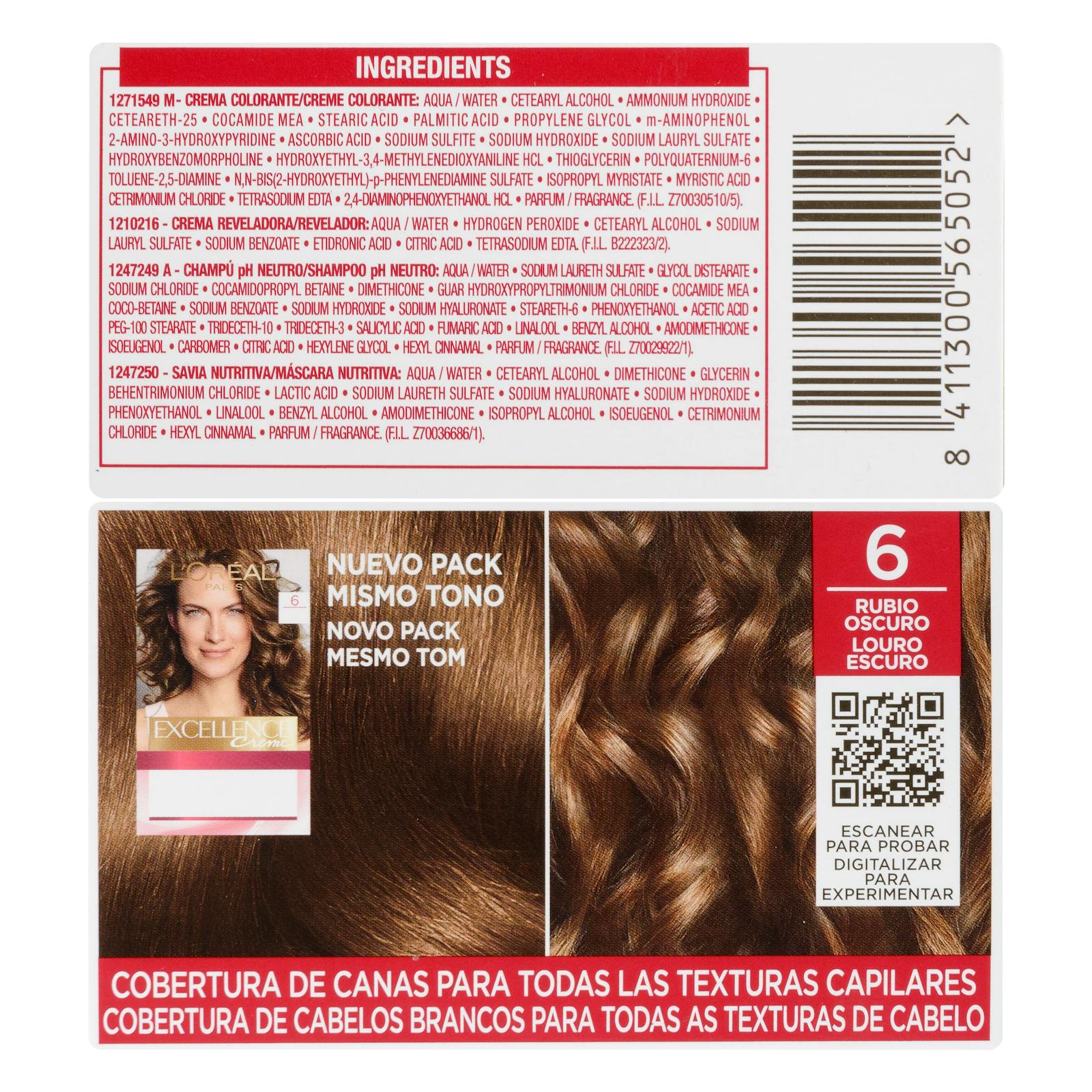 Coloration permanente 6 blond foncé Excellence Crème