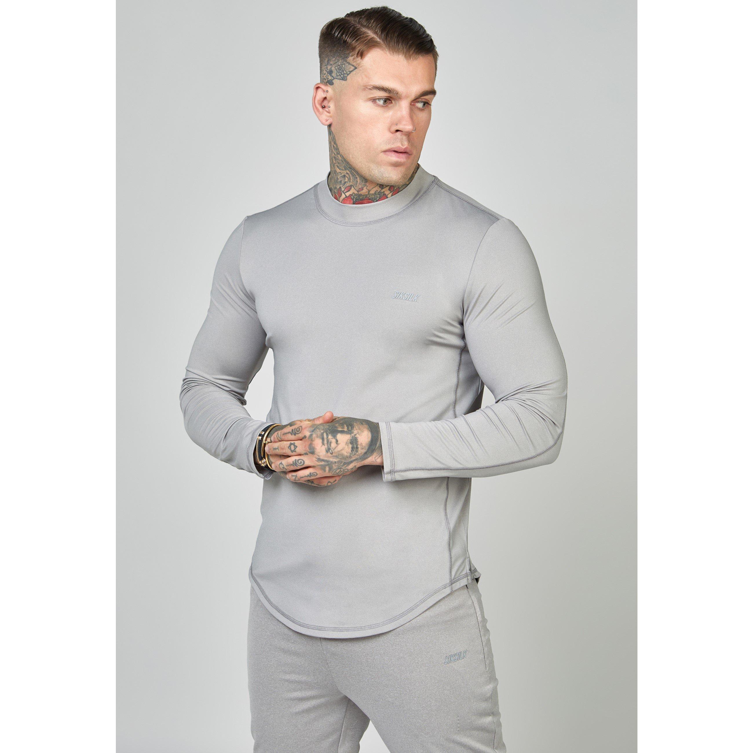 SikSilk Muscle Fit Long Sleeve Top Mens