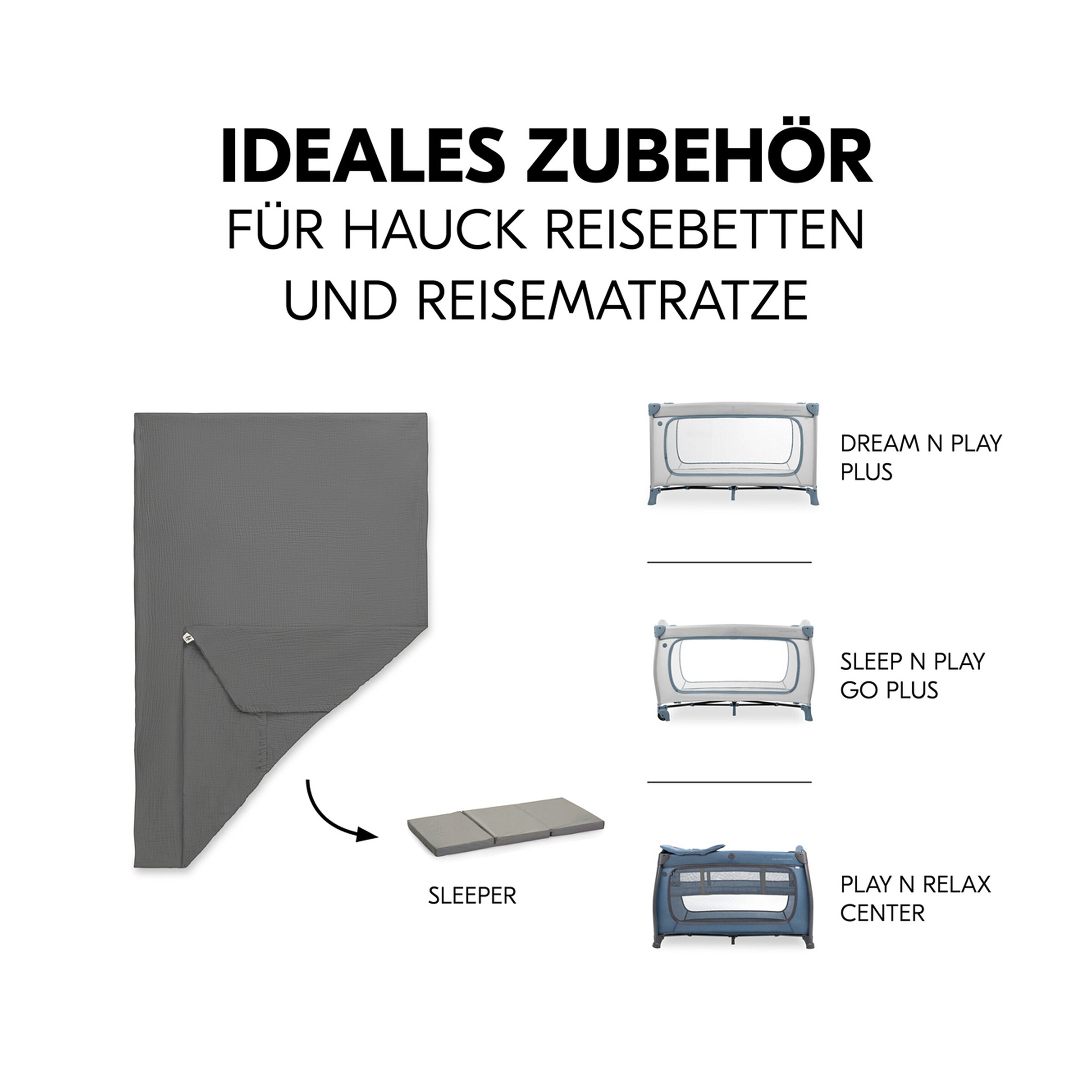 Hauck Spannbetttuch Musselin 60x120 cm für Reisebettmatratzen