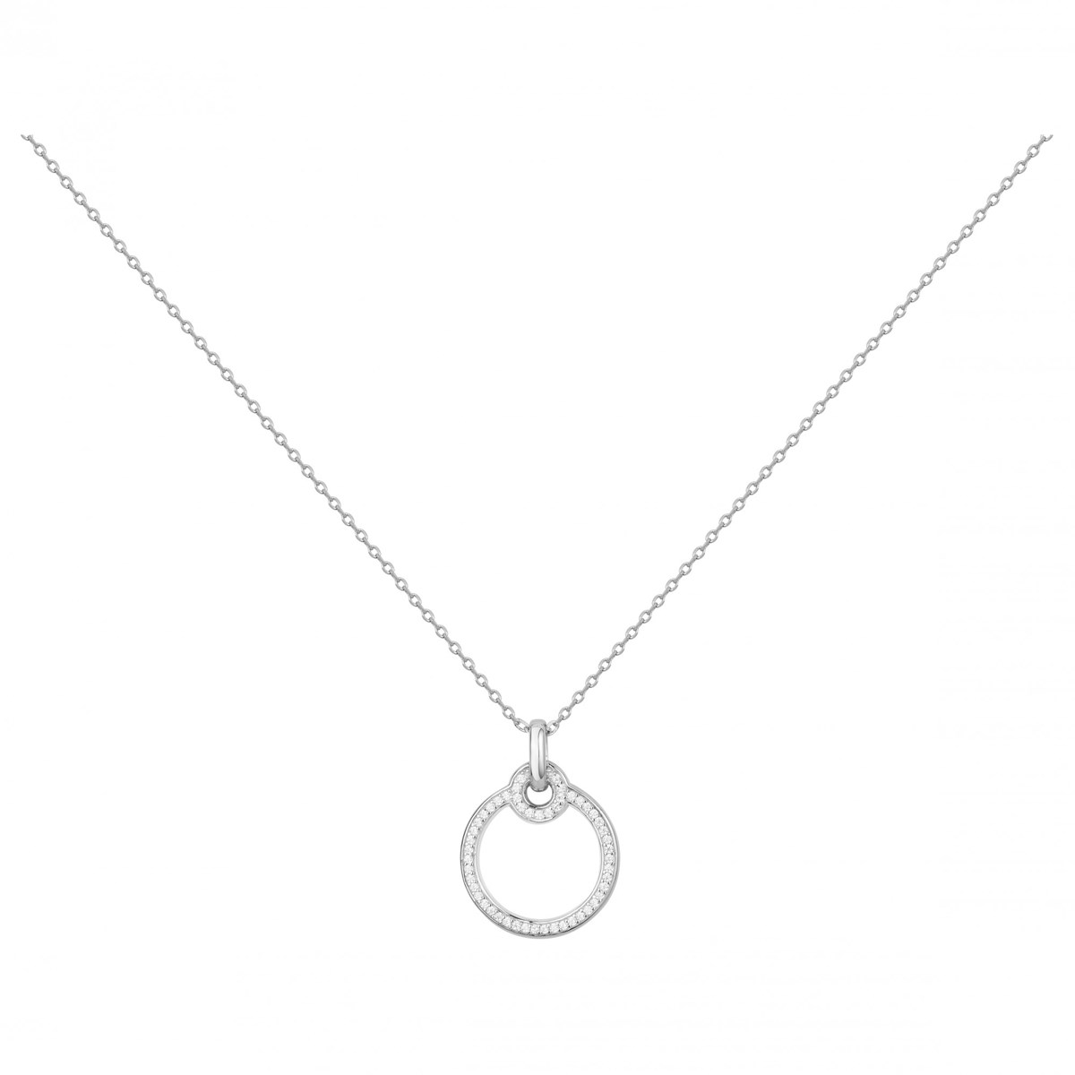 Collier mono-motif en Argent avec oxyde de zirconium blanc